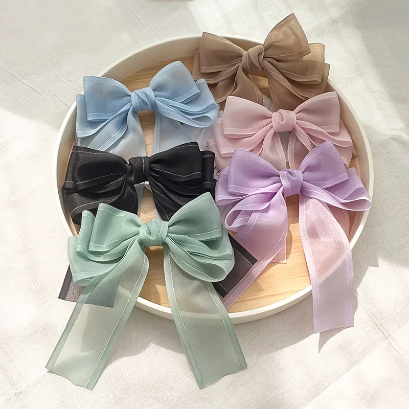 2021New Fashion Three Layer Bow Hairpin Super Fairy Mesh Streamer Barrette Bow For Woman Girl Hairclip Headwear Hair Accessories