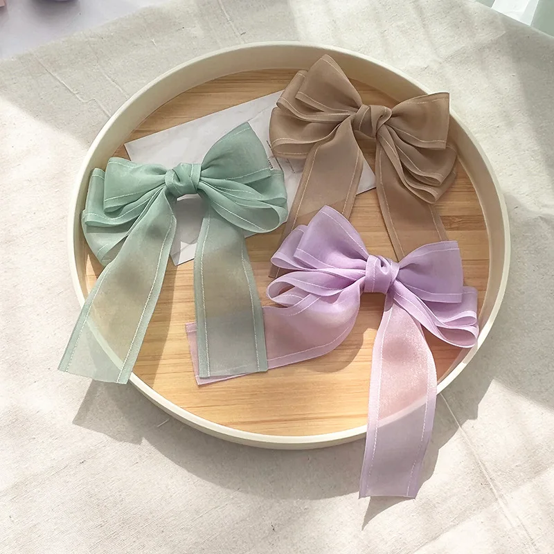 2021New Fashion Three Layer Bow Hairpin Super Fairy Mesh Streamer Barrette Bow For Woman Girl Hairclip Headwear Hair Accessories