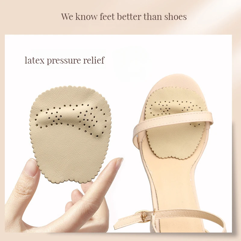Heels Feet Pads Thickened Cowhide leather Half Insoles Women Shoes Pads Foot Care Products Sandals Forefoot Non-slip Cushion