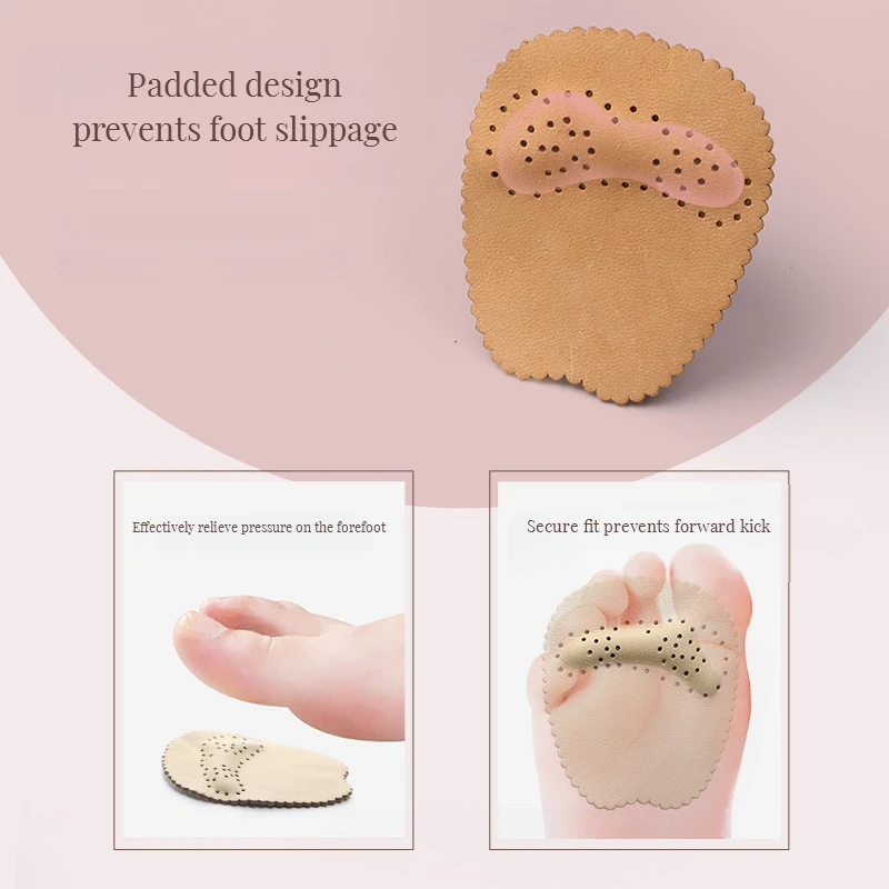 Heels Feet Pads Thickened Cowhide leather Half Insoles Women Shoes Pads Foot Care Products Sandals Forefoot Non-slip Cushion