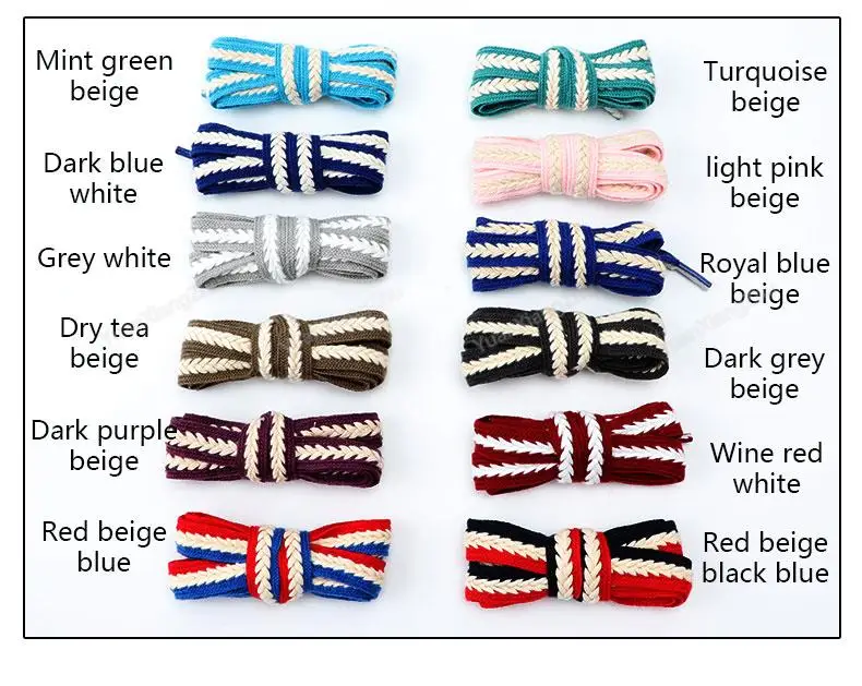 Colorblock Shoelaces for Sneakers Quality 1.5cm Widen Flat Shoelace Brand Cotton Laces for Shoes 100/120/140/160CM Shoestrings