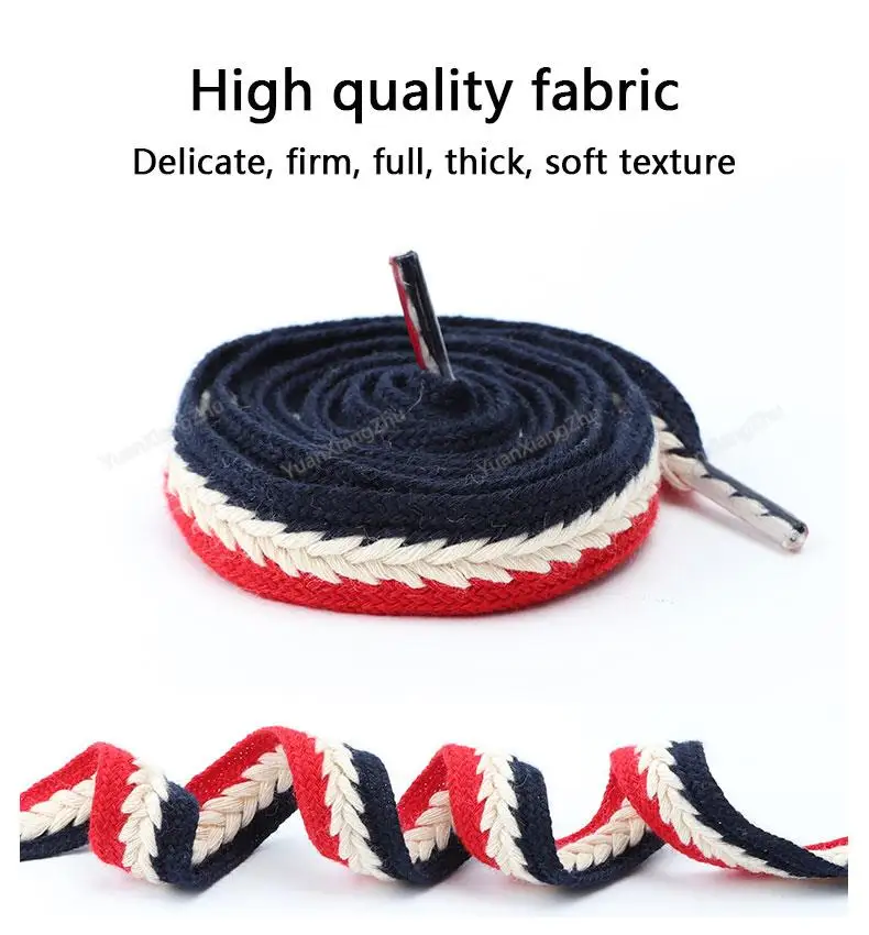 Colorblock Shoelaces for Sneakers Quality 1.5cm Widen Flat Shoelace Brand Cotton Laces for Shoes 100/120/140/160CM Shoestrings