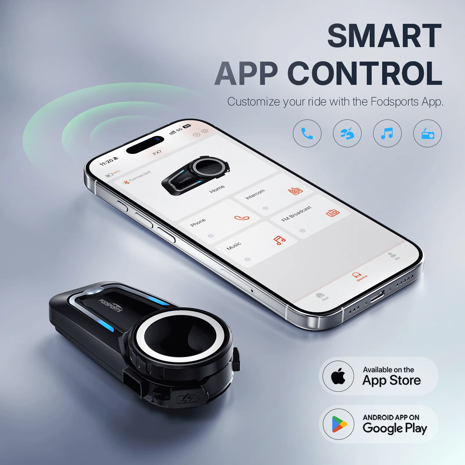 2 Pcs Fodsports FX7 Mesh Motorcycle Intercom Bluetooth Helmet Headset,BT5.4,Support APP.