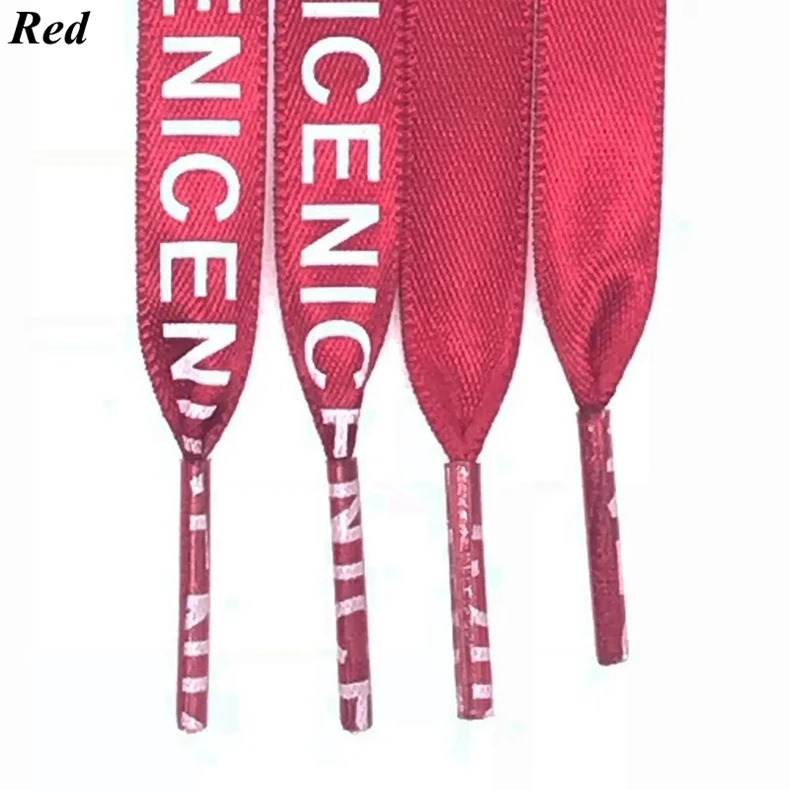 Fashion Letter Print Satin Silk Ribbon Shoelaces 1CM Width Sneaker Flat Shoe laces 1 Pair Strings 80 100 120 140 160 Length ZM1