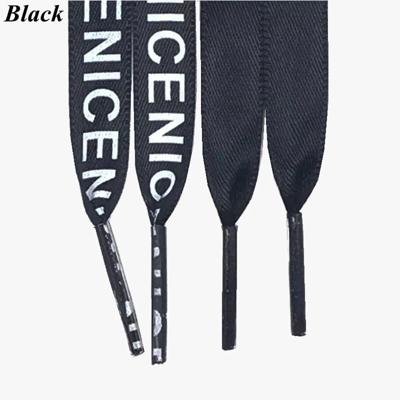 Fashion Letter Print Satin Silk Ribbon Shoelaces 1CM Width Sneaker Flat Shoe laces 1 Pair Strings 80 100 120 140 160 Length ZM1
