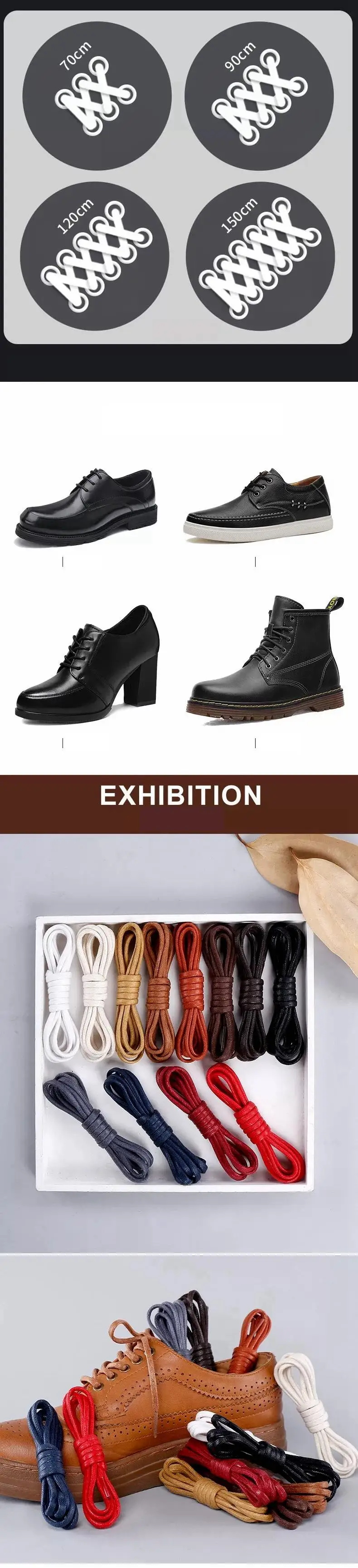 1Pair Leather Shoe laces Waxed Cotton Round Shoe laces Waterproof ShoeLaces Men Boots Shoelace Shoestring