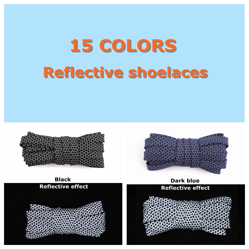 1Pair Reflective Flat Shoelaces Fluorescent Sneaker Shoestrings Sports Shoelace Running Shoes lace Adult children Shoelaces