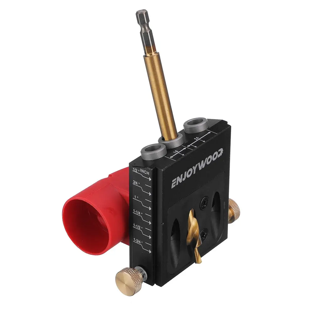 ENJOYWOOD XK4 PRO MAX Pocket Hole Jig Aluminum Alloy Adjustable Woodworking Drill Guide with Stabilizing Bar Stop Block