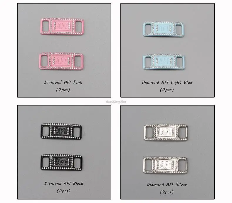 New Diamond Shoe Charms AF1 Sneaker Laces Buckle Quality Metal Shoelaces Decorations Air Force one Shoes Accessories