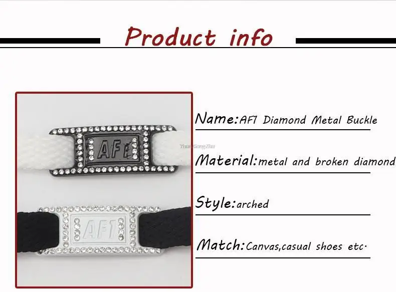 New Diamond Shoe Charms AF1 Sneaker Laces Buckle Quality Metal Shoelaces Decorations Air Force one Shoes Accessories