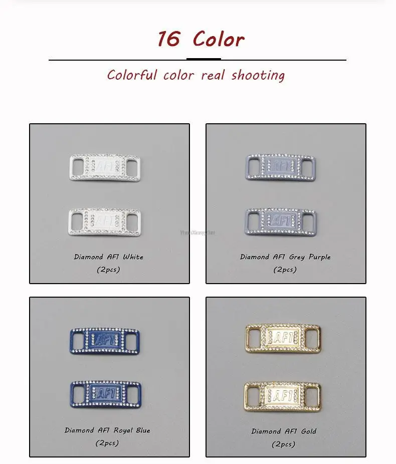 New Diamond Shoe Charms AF1 Sneaker Laces Buckle Quality Metal Shoelaces Decorations Air Force one Shoes Accessories