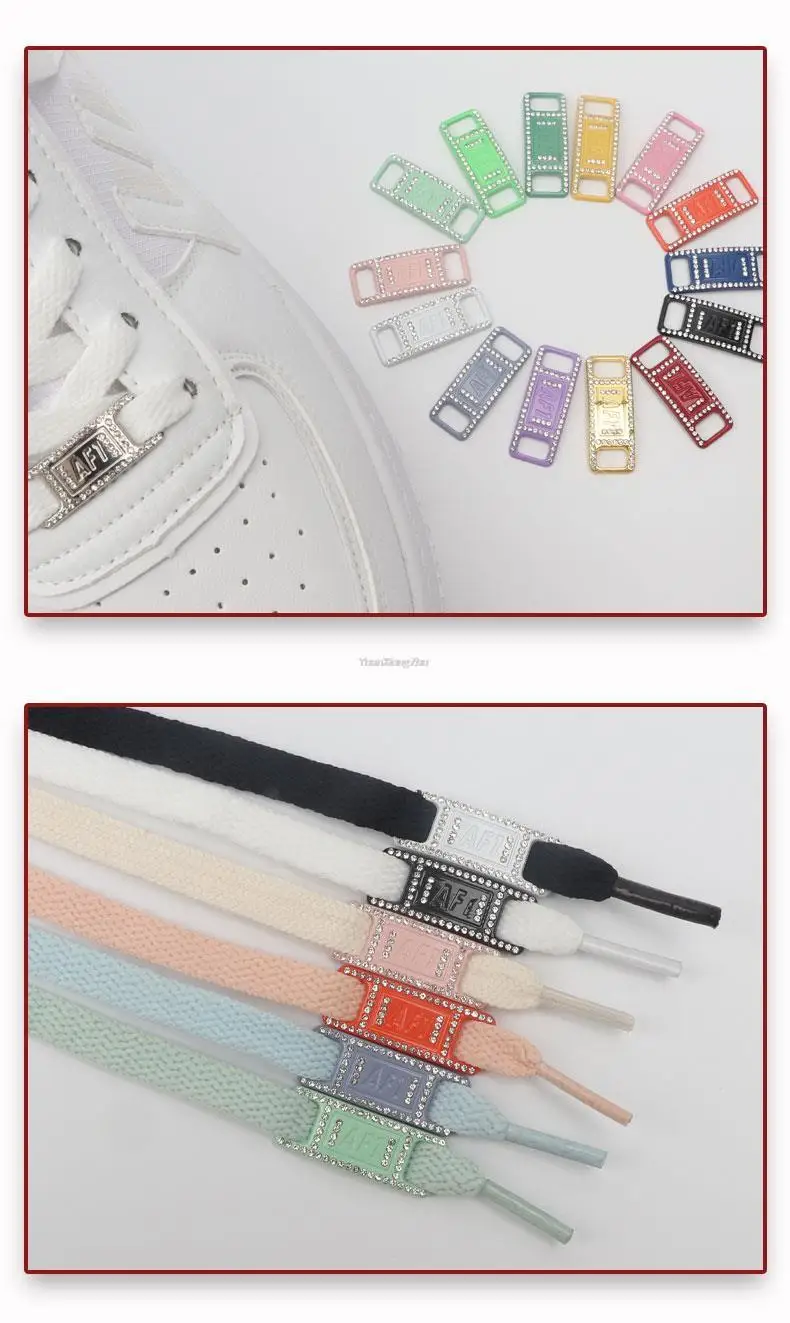 New Diamond Shoe Charms AF1 Sneaker Laces Buckle Quality Metal Shoelaces Decorations Air Force one Shoes Accessories