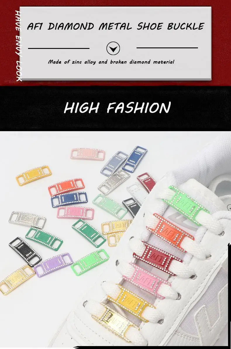 New Diamond Shoe Charms AF1 Sneaker Laces Buckle Quality Metal Shoelaces Decorations Air Force one Shoes Accessories