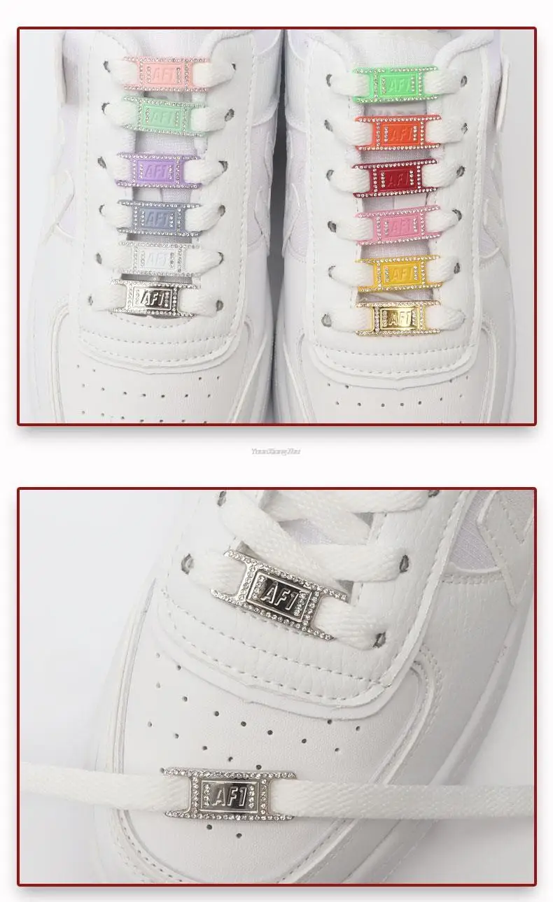 New Diamond Shoe Charms AF1 Sneaker Laces Buckle Quality Metal Shoelaces Decorations Air Force one Shoes Accessories