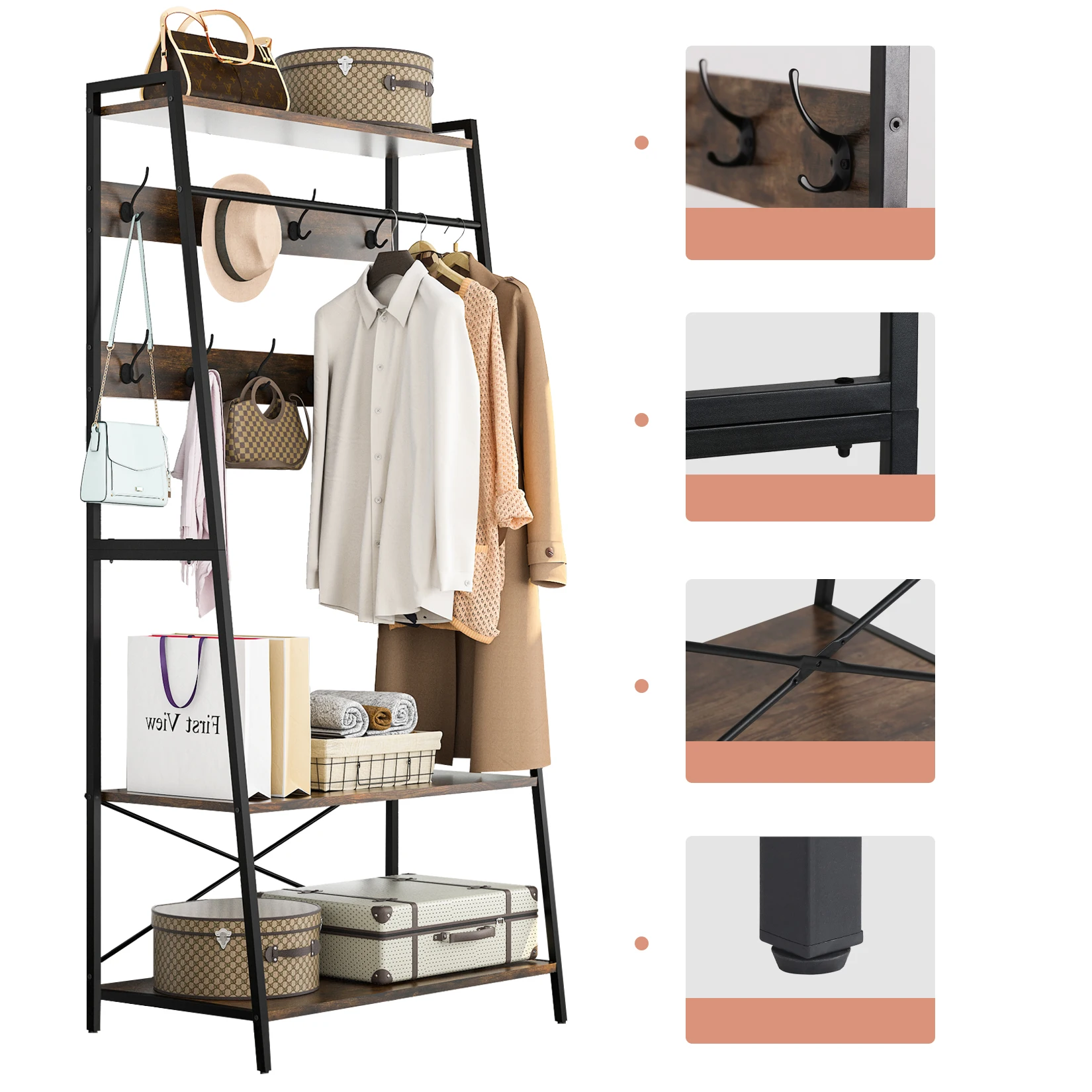 Heavy Duty Large Metal Clothes Rail Storage Garment Shelf Hanging Display Stand Rack
