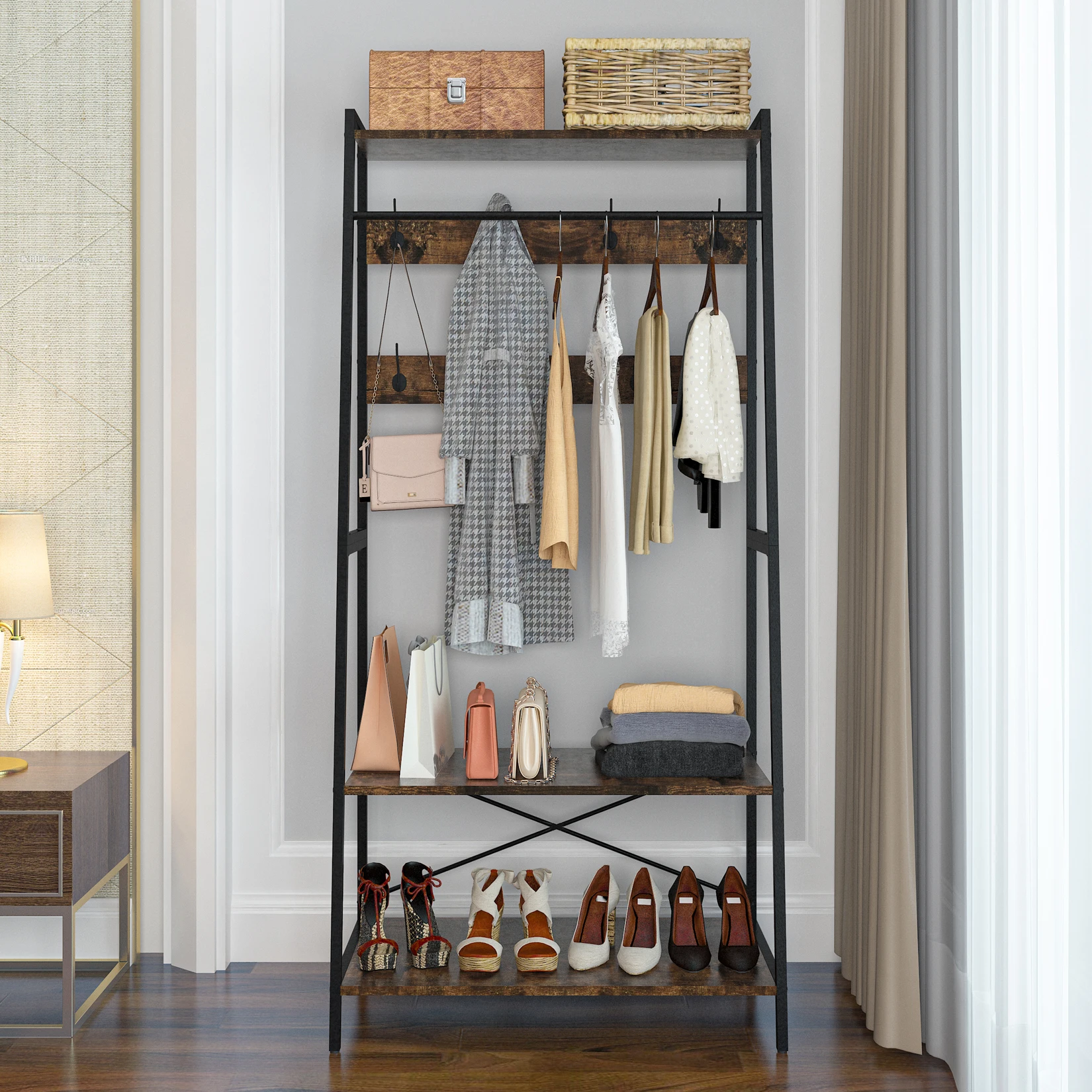 Heavy Duty Large Metal Clothes Rail Storage Garment Shelf Hanging Display Stand Rack