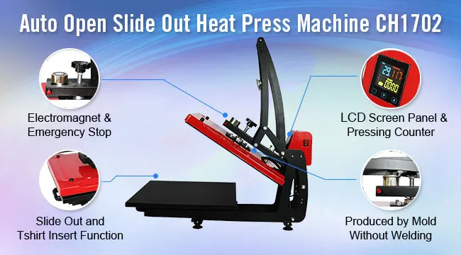 Qomolangma 16in X 20in Auto Open Heat Press Machine Vertical Version Sublimation T Shirt Heat Transfer Printer for Clothing