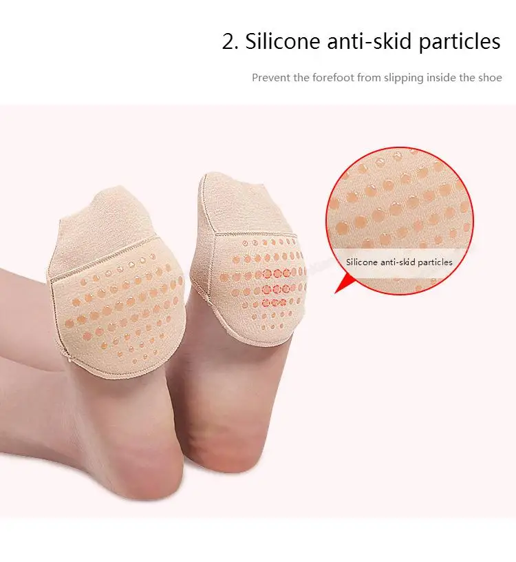 New Forefoot Pads Cotton Insoles Comfortable Shoe Pad Pain Relief Silicone Non-slip Shoe Insole for Women Foot Care Products