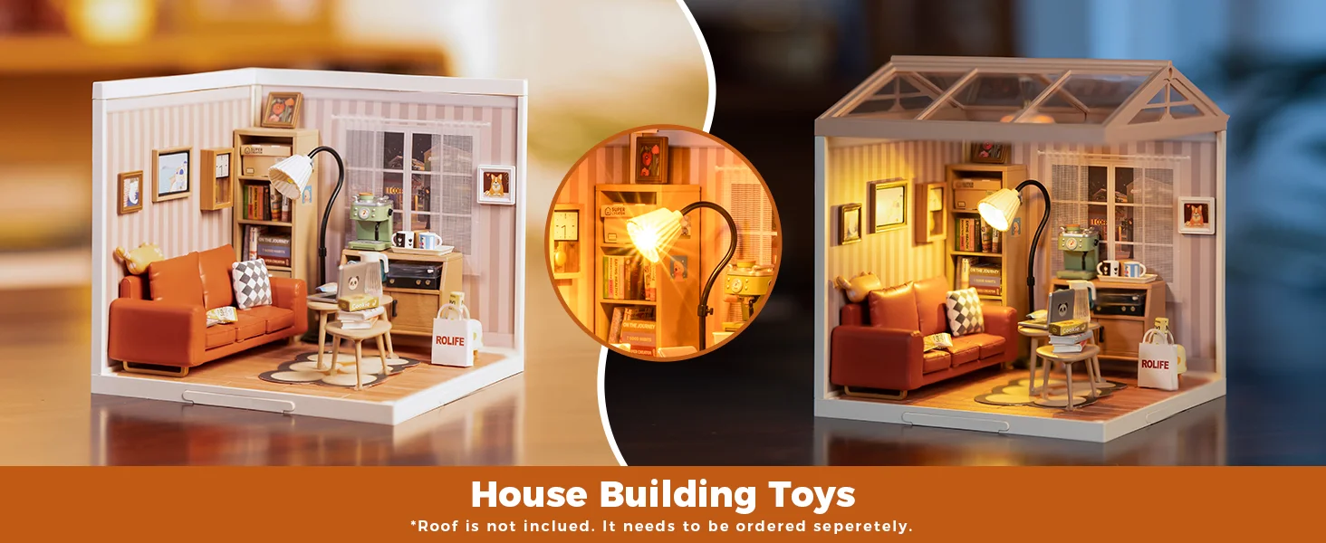 Rolife Dreamy Garden House 3D Puzzle DIY Miniature Dollhouse Kit Crafts Hobbies Bookshelf Decorative Objects DG163