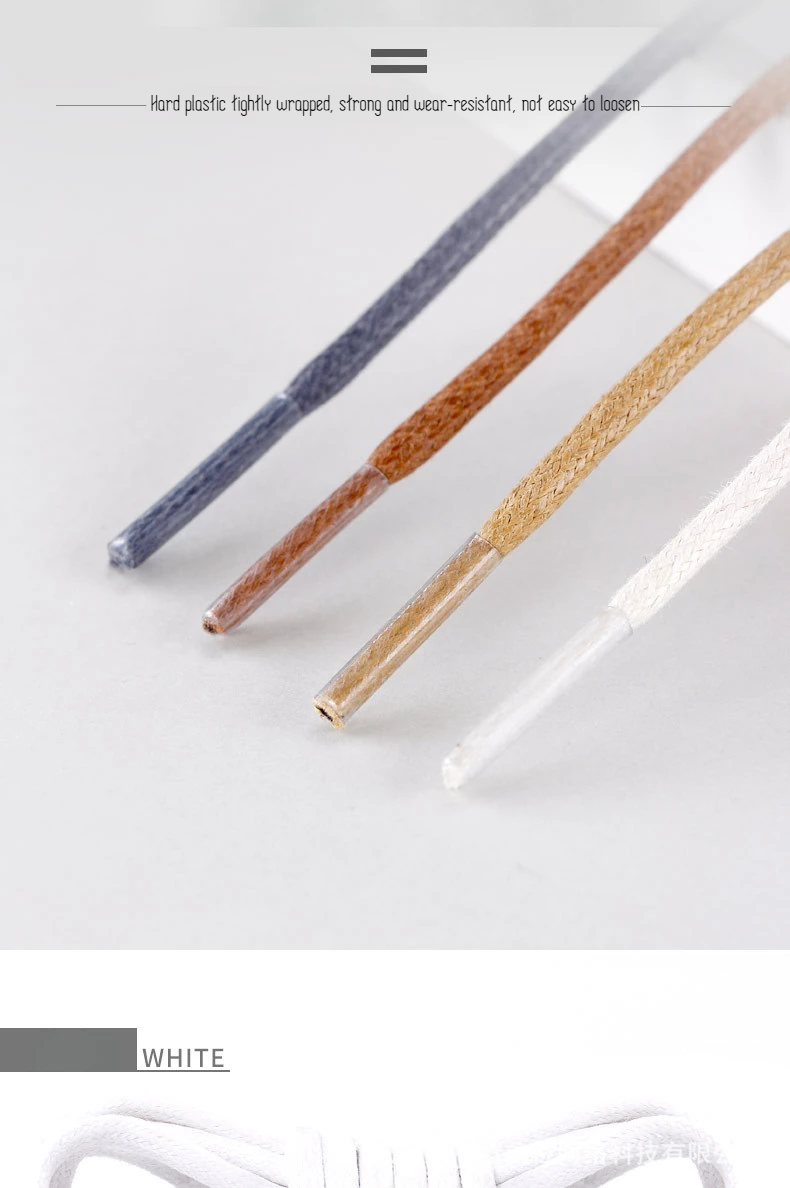 1Pair Cotton Waxed Shoelaces Round Rope Shoe laces Boots Laces for Shoes Waterproof Leather Shoelace 60/80/100/120/140/180cm