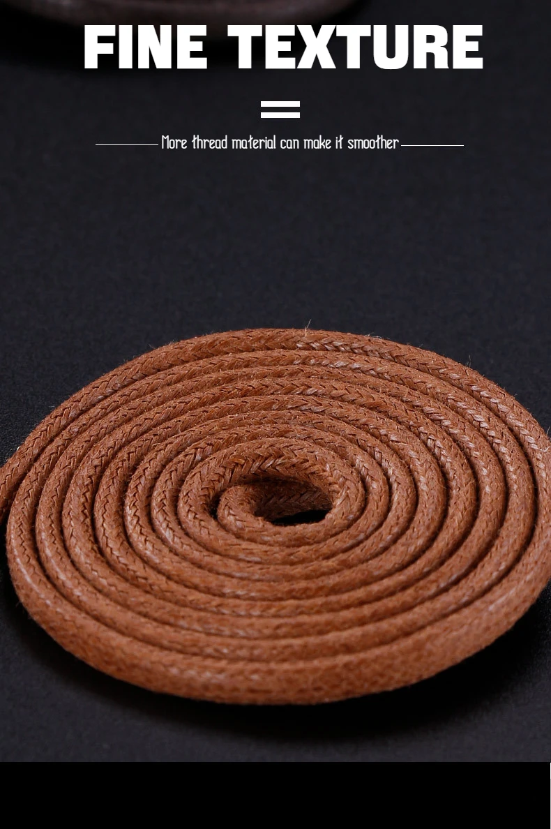 1Pair Cotton Waxed Shoelaces Round Rope Shoe laces Boots Laces for Shoes Waterproof Leather Shoelace 60/80/100/120/140/180cm