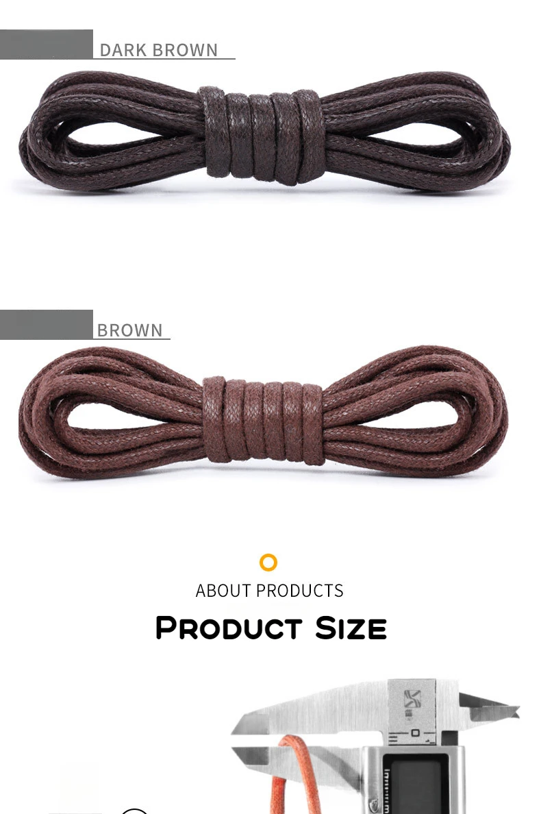 1Pair Cotton Waxed Shoelaces Round Rope Shoe laces Boots Laces for Shoes Waterproof Leather Shoelace 60/80/100/120/140/180cm