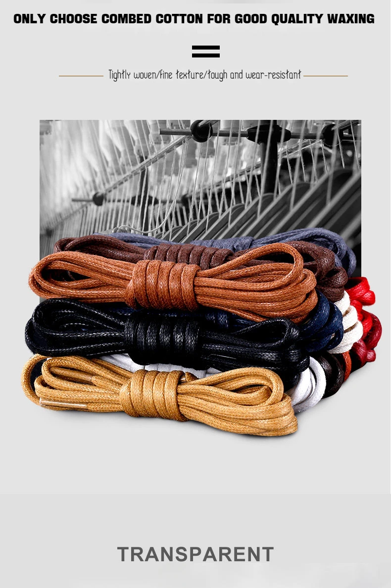 1Pair Cotton Waxed Shoelaces Round Rope Shoe laces Boots Laces for Shoes Waterproof Leather Shoelace 60/80/100/120/140/180cm