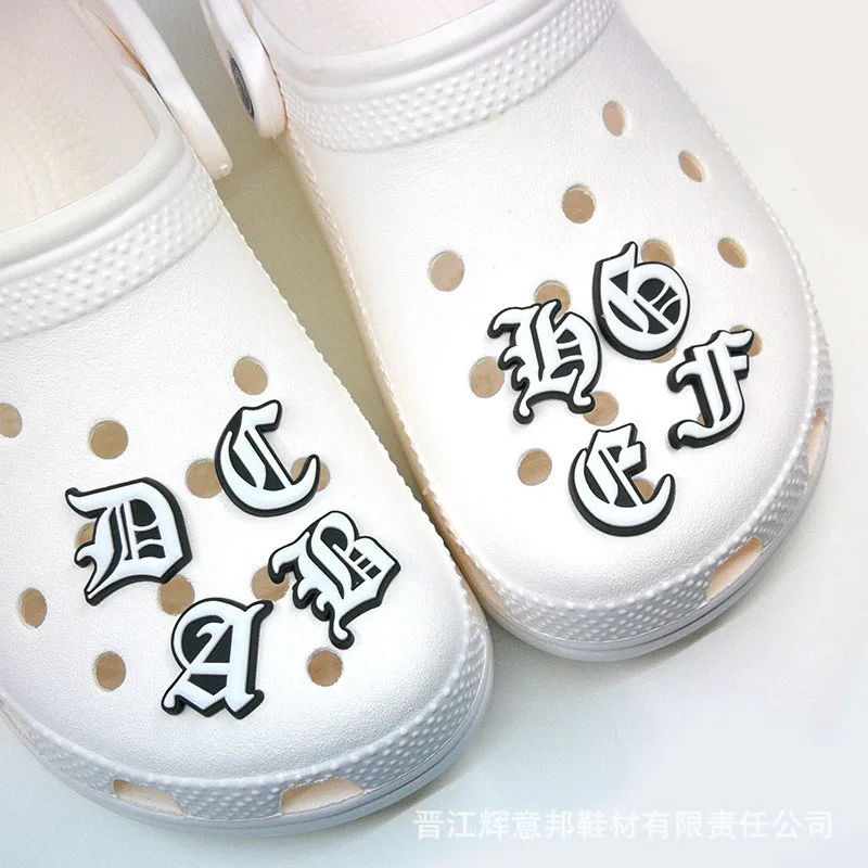 New Style Letters Shoe Decorations Old English Alphabet Shoes Charms Silicone Shoe Accessories DIY Wristband Hole Slipper Decor