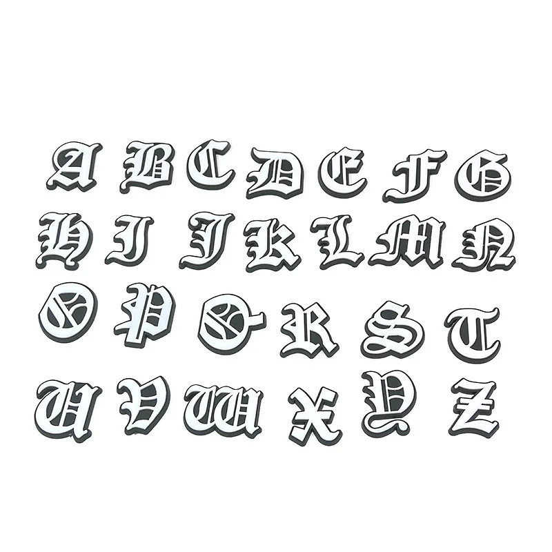 New Style Letters Shoe Decorations Old English Alphabet Shoes Charms Silicone Shoe Accessories DIY Wristband Hole Slipper Decor