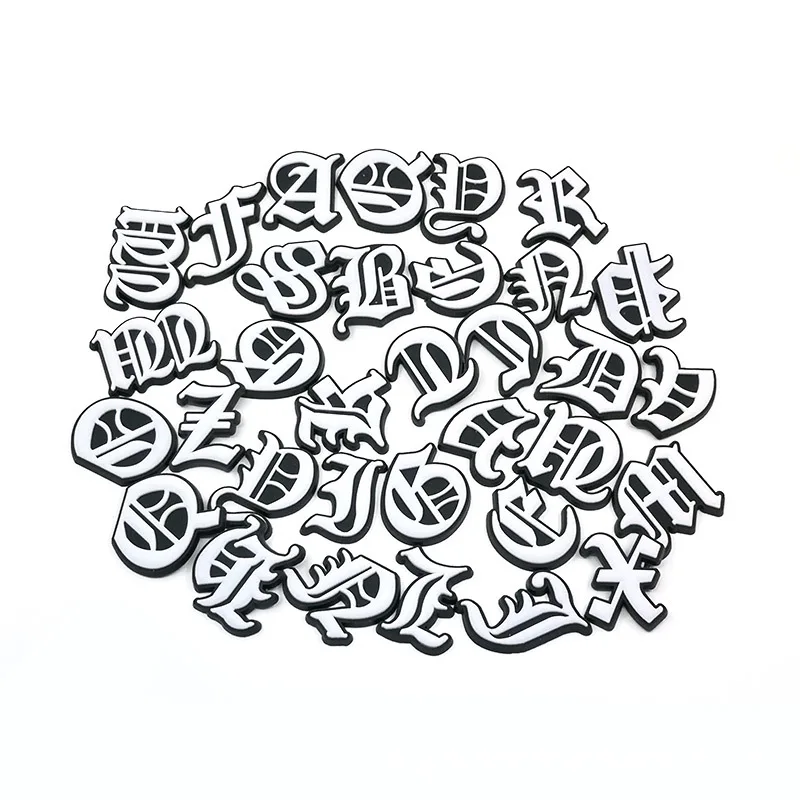 New Style Letters Shoe Decorations Old English Alphabet Shoes Charms Silicone Shoe Accessories DIY Wristband Hole Slipper Decor