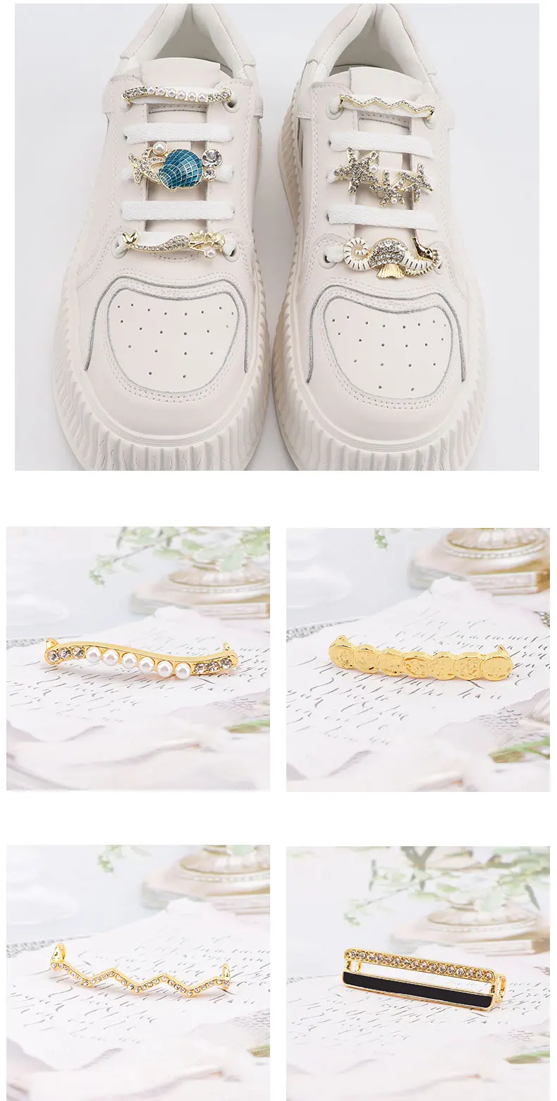 Fashion Metal Shoe Charms Diamond Sports Shoe Decoration Creativity DIY Shoelaces Buckles Ocean Style Shoes Accesories