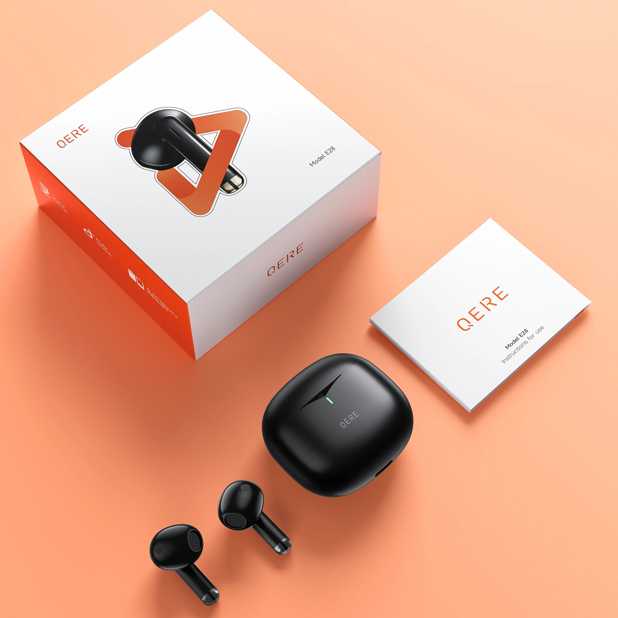 Wireless Earphones,QERE E28,NEW TWS Bluetooth 5.3,HD Microphone,HIFI Headphones ,13mm Driver,60ms Low Latency,4 Mics+ENC Call
