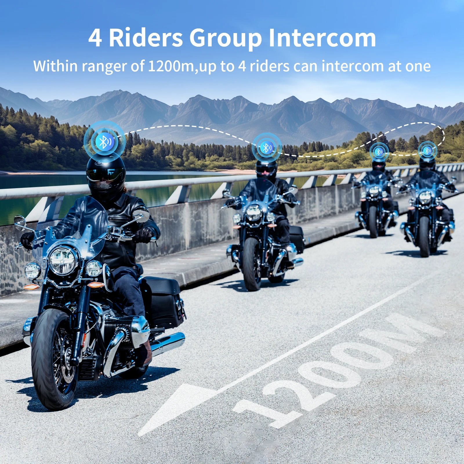 Fodsports FX4 Pro Motorcycle Helmet Intercom Bluetooth Helmet Headset 1200m 4 Rider BT Interphone,FM Radio