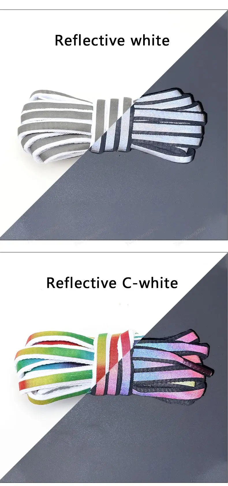 Reflective Shoe laces Fashion Rainbow Shoelaces White Black Elastic Laces Sneakers Round Shoelace for Shoes 100/120/140cm 1Pair
