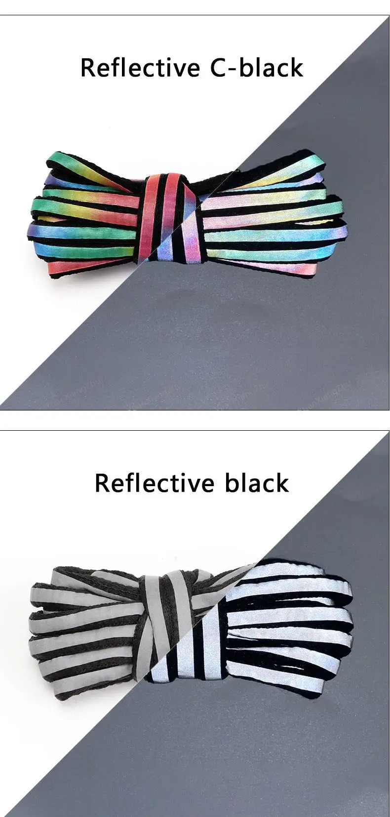 Reflective Shoe laces Fashion Rainbow Shoelaces White Black Elastic Laces Sneakers Round Shoelace for Shoes 100/120/140cm 1Pair