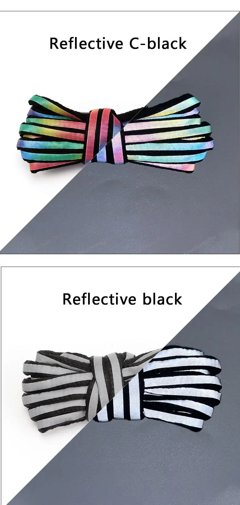 Reflective Shoe laces Fashion Rainbow Shoelaces White Black Elastic Laces Sneakers Round Shoelace for Shoes 100/120/140cm 1Pair