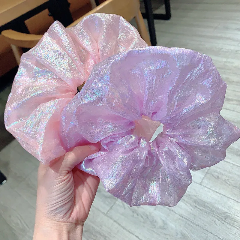 2021 New Fashion Oversized Organza Flower Large Hair Scrunchies Elastic Hair Ropes For Woman Girls Temperament Hair Accessories