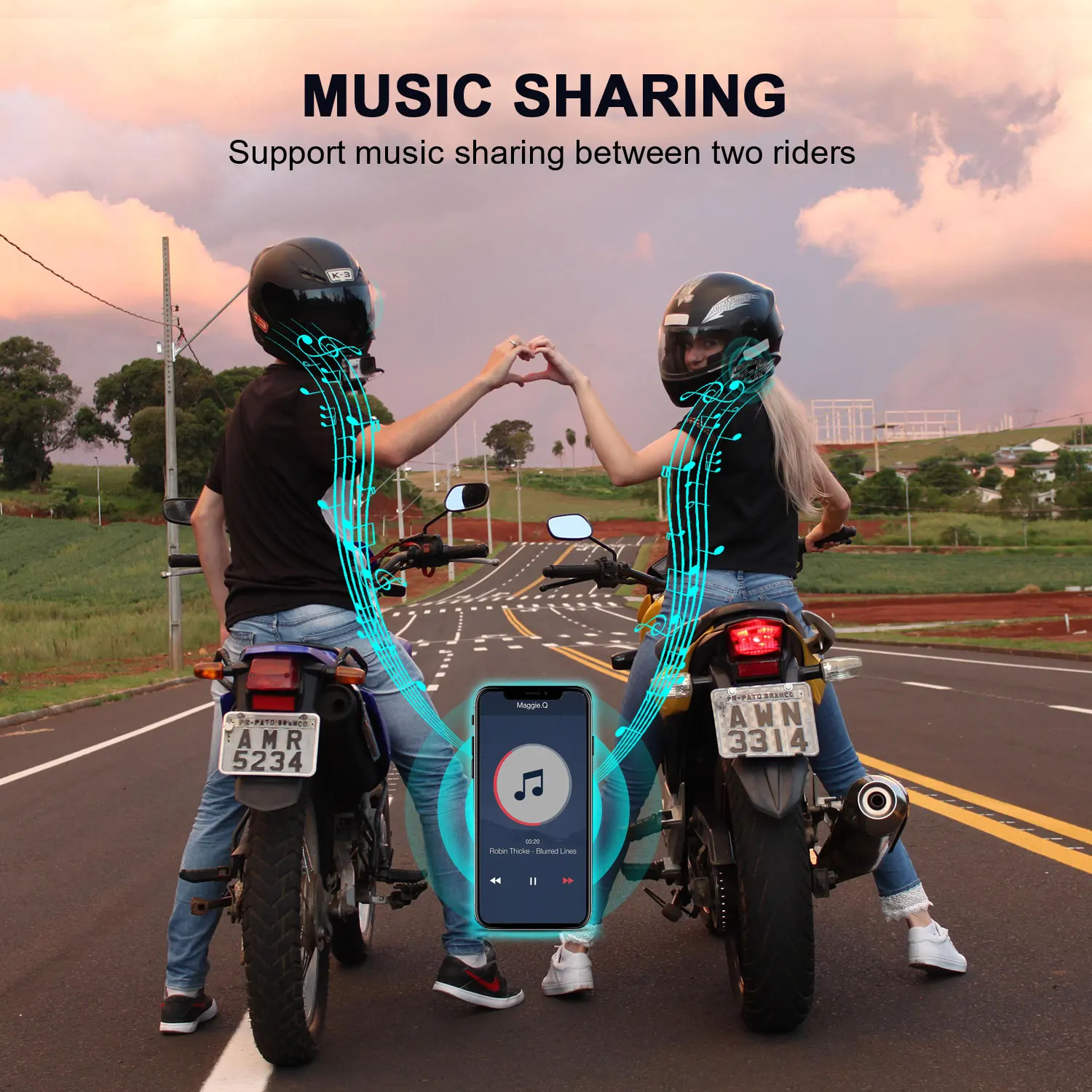 Fodsports V6S Motorcycle Helmet Intercom Helmet Bluetooth Headset 6 Riders 1000m Waterproof Interphone,FM Radio,Share Music.