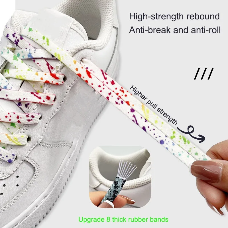 8MM Rainbow Elastic laces Sneakers AF1 No tie Shoelaces for Shoes Kids Adult Quick Flat Shoelace without ties Shoe Accessories