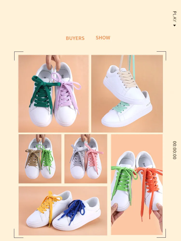 Classic Cotton Shoelaces Flats Sneakers Shoe laces Tennis Shoelace 1CM Width 80/100/120/140/160CM Laces for Shoes Accesories