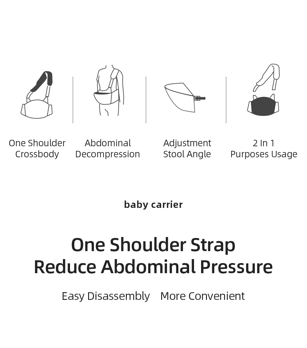 Sunveno New One Shoulder Baby Carrier Effortless Convenient Adjustable Detachable Baby Carrier High Quality Baby Accessories