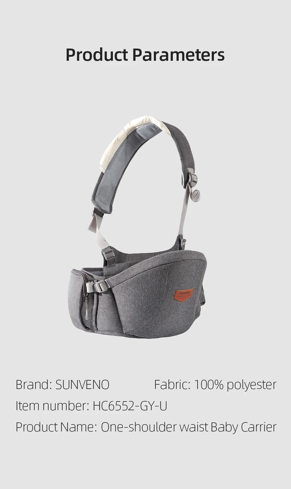 Sunveno New One Shoulder Baby Carrier Effortless Convenient Adjustable Detachable Baby Carrier High Quality Baby Accessories