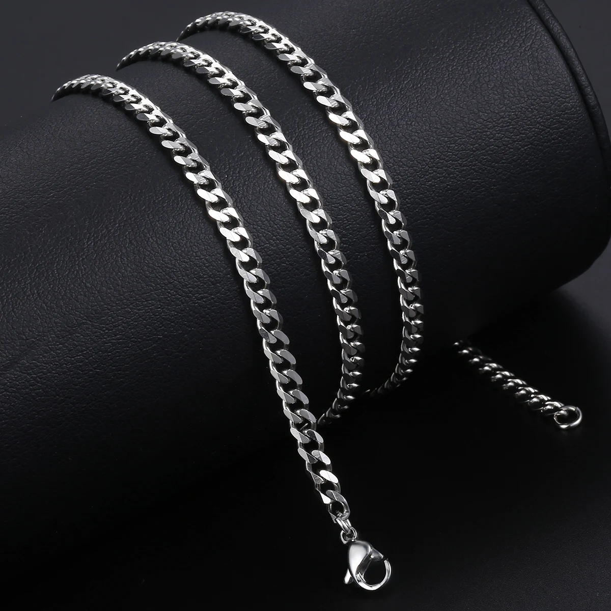 3/5/7/9/11mm Men's Silver Color Necklace Stainless Steel Cuban Link Chain for Mens Womens Basic Black Gold Tone Chokers KNM07