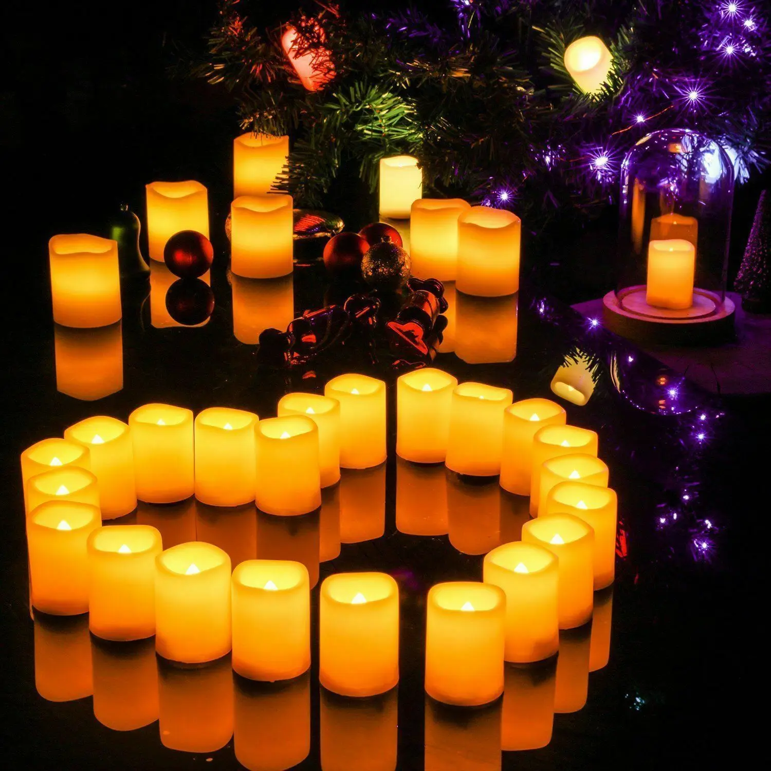 2PCS Flickering Flameless Resin Pillar LED Candle Lights with 6 Hour Timer Outdoor LED Candles Valentine's Day Party Decoration