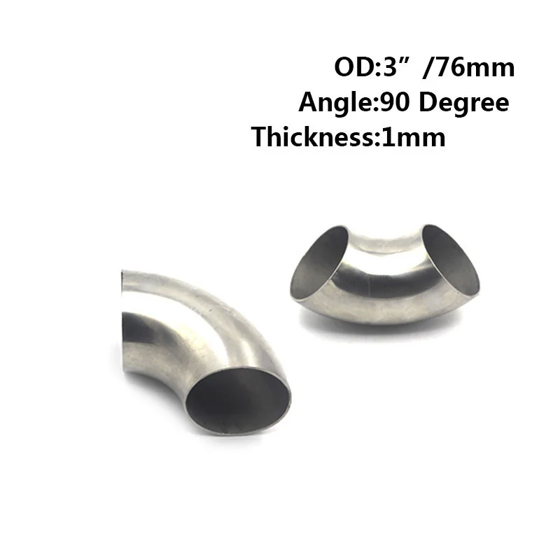 63mm Stainless Exhaust Pipe Exhaust Elbow Exhaust Systems Steel Tube 51mm 60mm 76mm 90 Degree exhaust pipe 201 Elbow 4efte