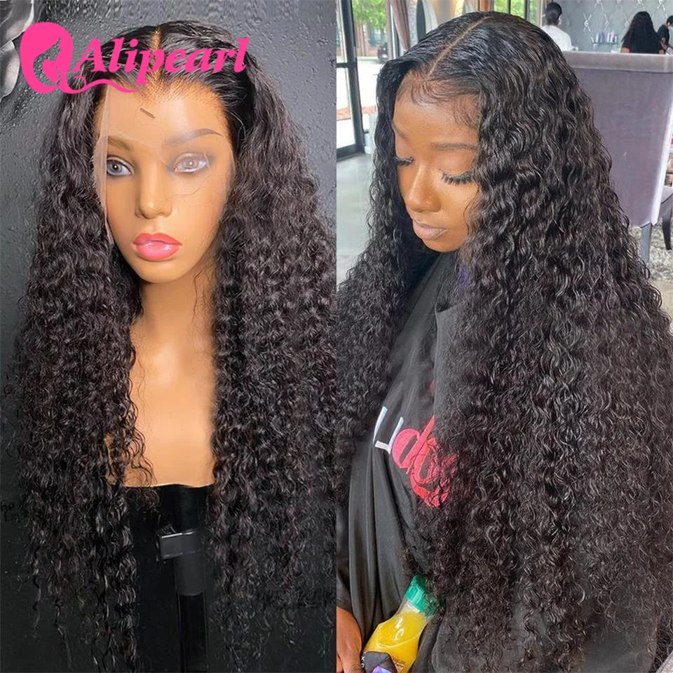 AliPearl 30Inch Lace Front Human Hair Wigs Brazilian Kinky Curly 13x4 Wig For Women Pre Plucked 180% Density