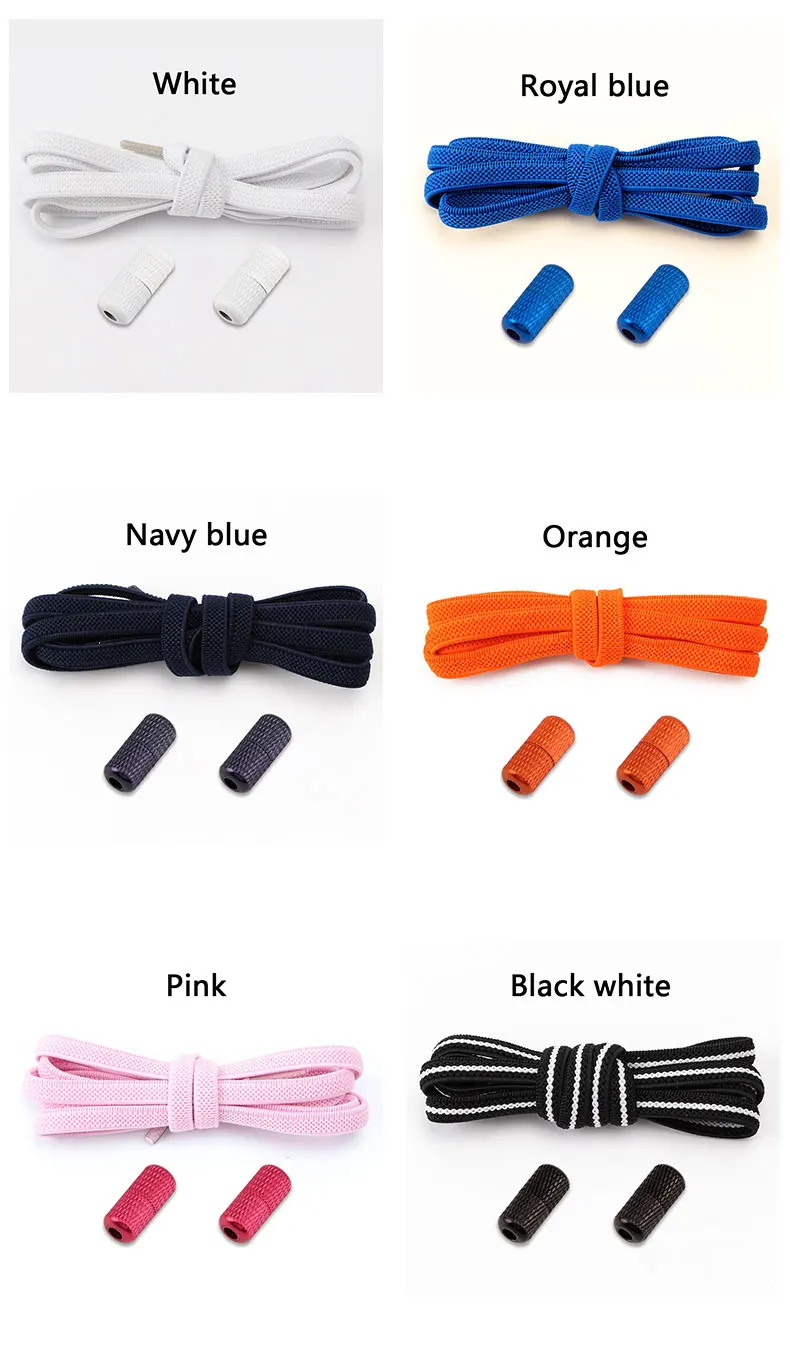 1Pair Elastic laces Sneakers Flats No tie Shoelace Sports Stretchy lazy Shoelaces without ties Kids Adult Shoes Accessories