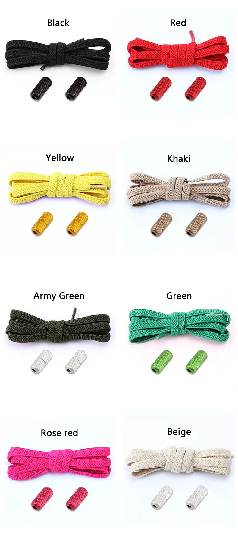 1Pair Elastic laces Sneakers Flats No tie Shoelace Sports Stretchy lazy Shoelaces without ties Kids Adult Shoes Accessories