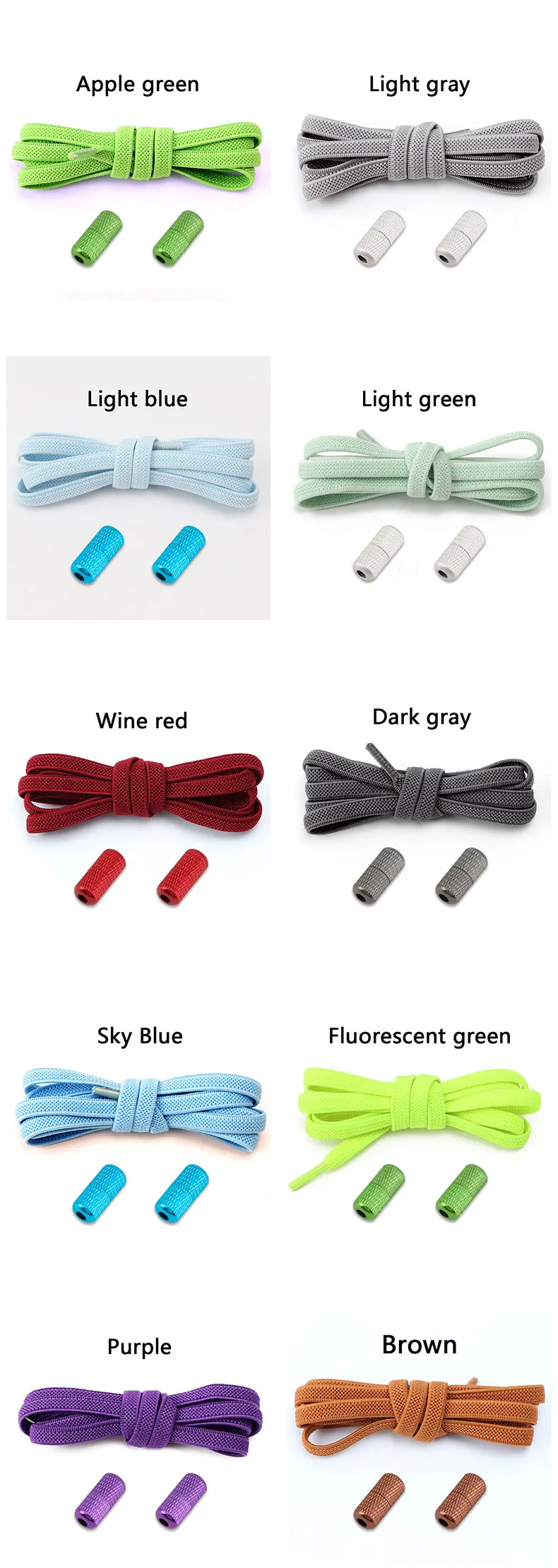 1Pair Elastic laces Sneakers Flats No tie Shoelace Sports Stretchy lazy Shoelaces without ties Kids Adult Shoes Accessories
