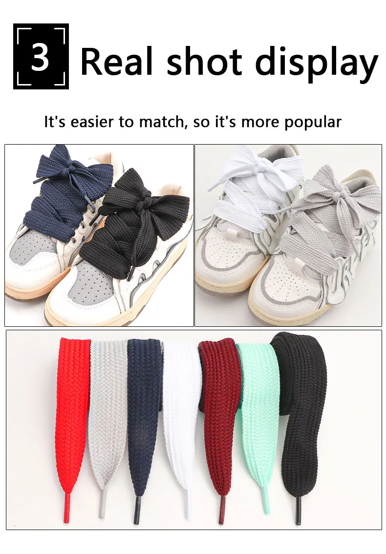 1Pair 2.5cm Wider Laces for Shoes New Sneakers Flat Shoelaces Fashion Rope Shoelace 100/120/140/160CM Shoes Accessories